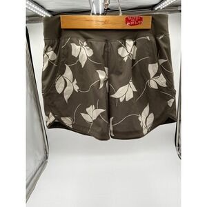 Lands End Board Shorts Gray/Green Floral Athletic Swim Pockets 6 UPF 50